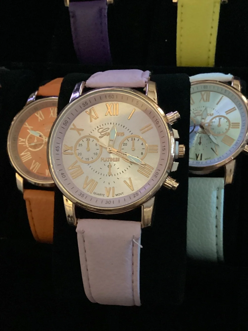 Geneva Platinum Women's Multicolor Leather-Style Strap Watch individual